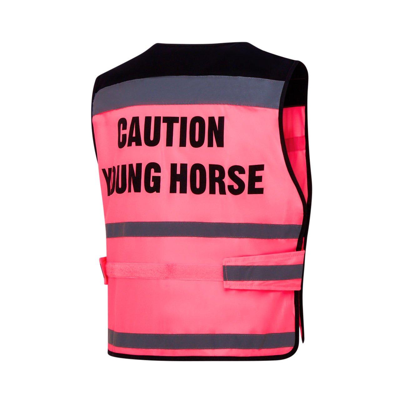 Equisafety Child Hi Vis Waistcoat - Pink - Caution Young Horse - Equisafety