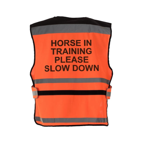 Equisafety Equestrian Hi Vis Waistcoat Orange - HORSE IN TRAINING - Equisafety