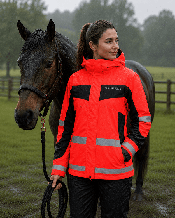 Equisafety Hi Vis Inverno Equestrian Riding Jacket - Red - Equisafety