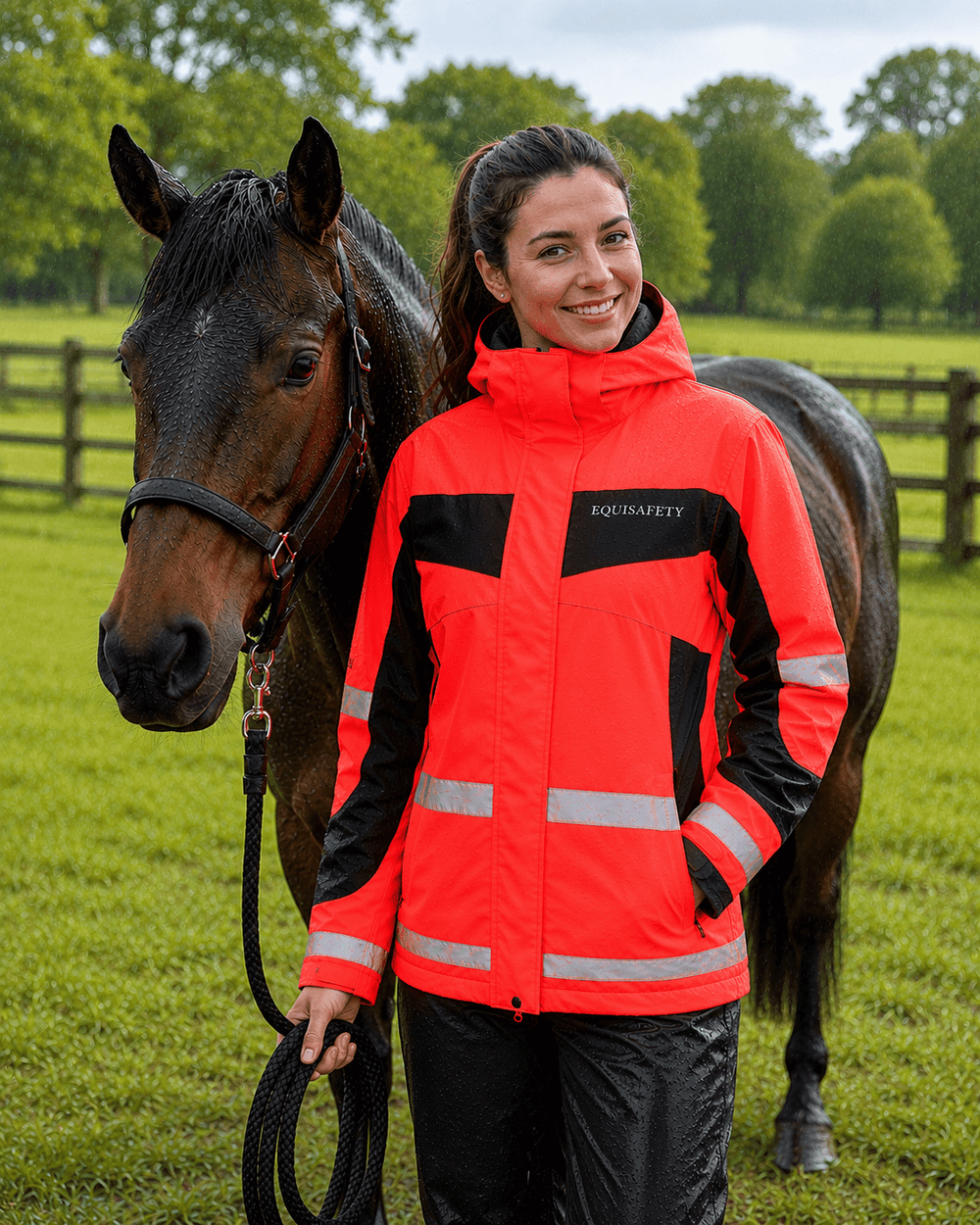Equisafety Hi Vis Inverno Equestrian Riding Jacket - Red - Equisafety