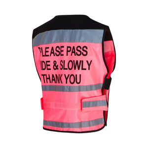 Equisafety Hi Vis Waistcoat Pink - PLEASE PASS WIDE & SLOWLY - Equisafety