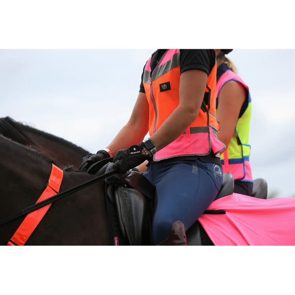 equisafety hi viz riding gilet pinkyellow