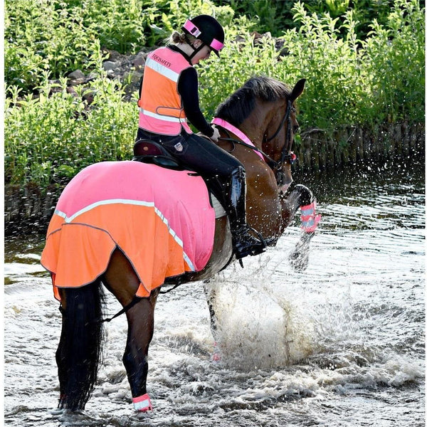 Equisafety hi viz riding gilet pink yellow
