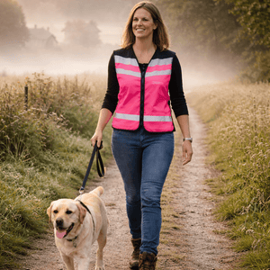 equisafety hi viz riding gilet pinkyellow