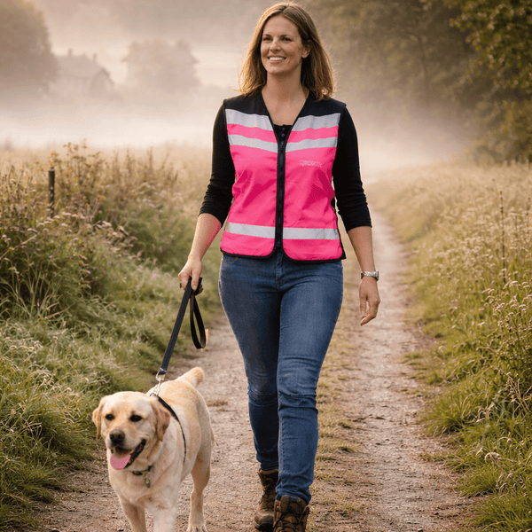 equisafety hi viz riding gilet pinkyellow
