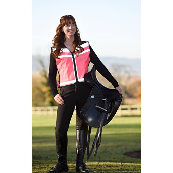 equisafety hi viz riding gilet pinkyellow