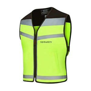 Equisafety Horse Riding Hi Vis Yellow Waistcoat - PLEASE PASS WIDE & SLOWLY - Equisafety