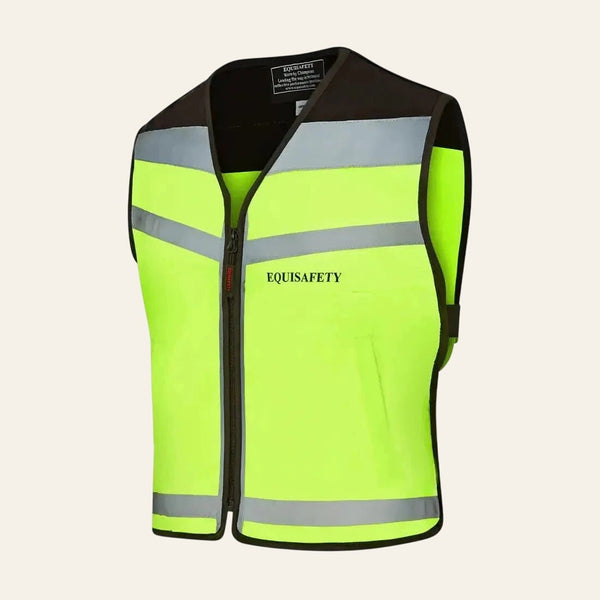 Equisafety Horse Riding Hi Vis Yellow Waistcoat - PLEASE PASS WIDE & SLOWLY - Equisafety