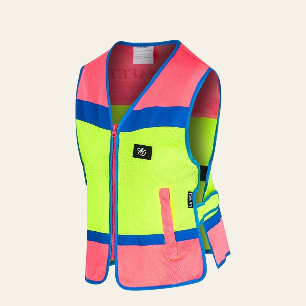 Equisafety Multi Colour Hi Vis Vest - Pink/yellow - Equisafety