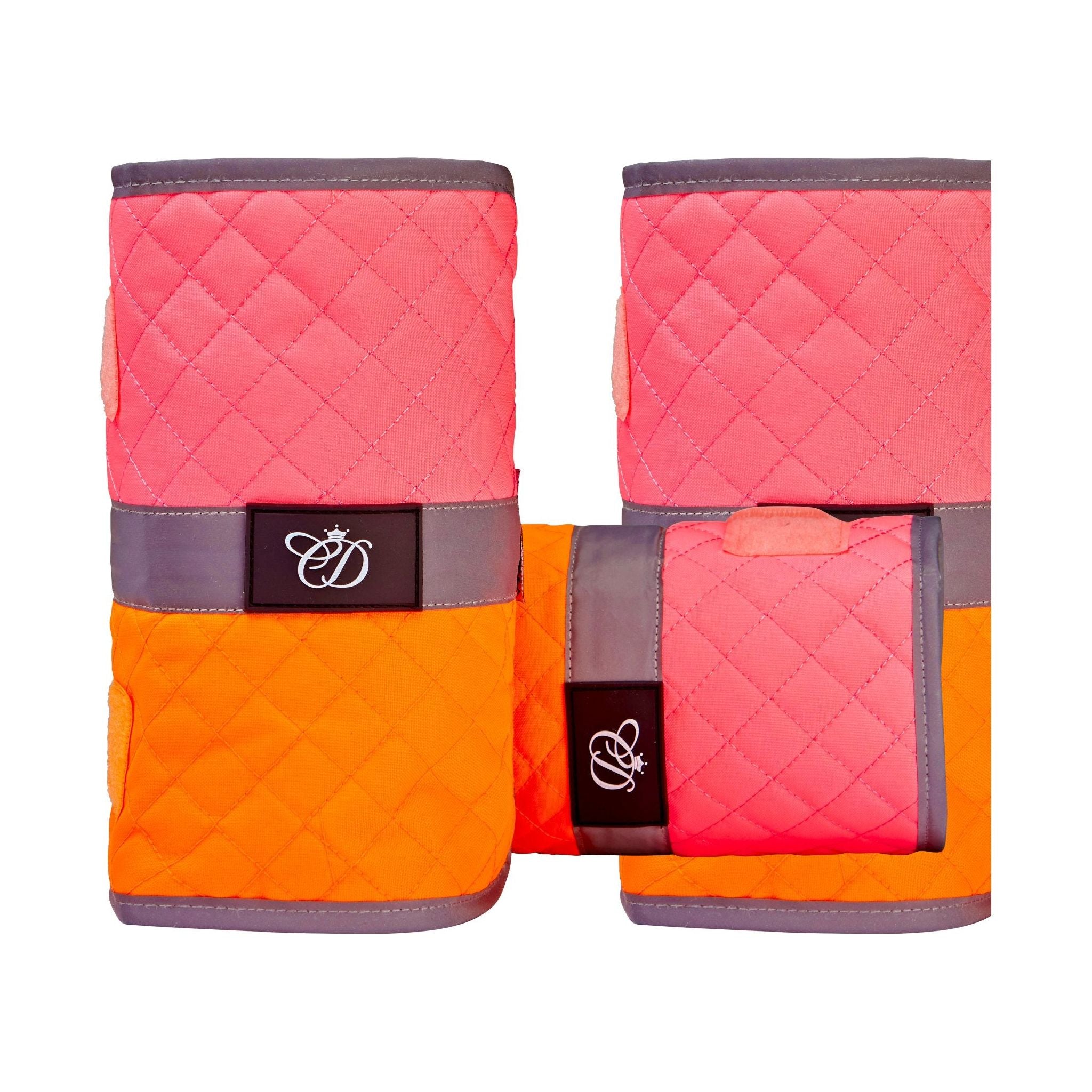 Equisafety Multi Coloured Hi Vis Leg Boots - PINK/ORANGE - Equisafety