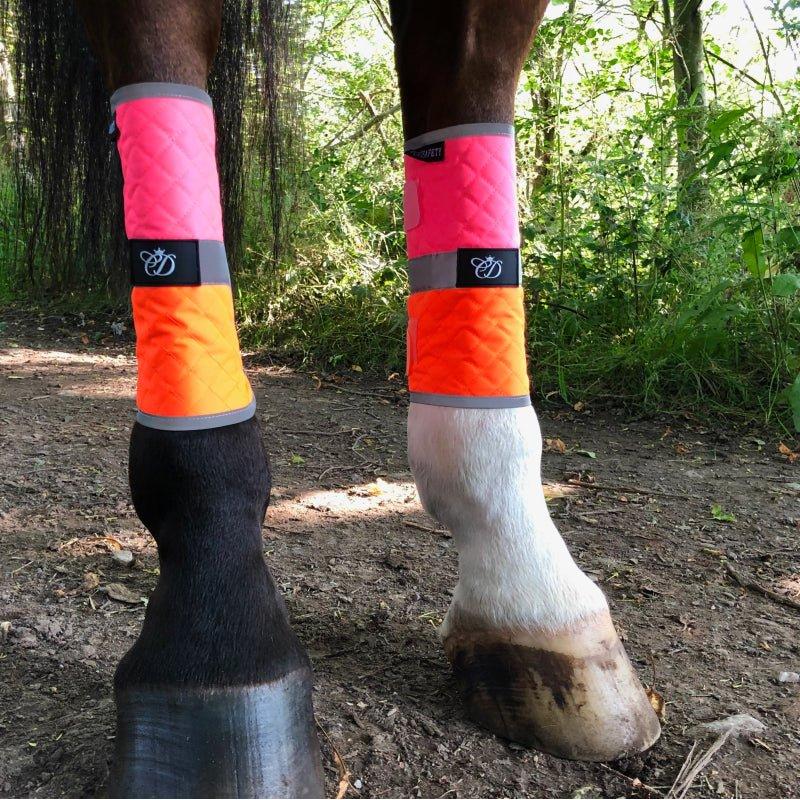 Equisafety Multi Coloured Hi Vis Leg Boots - PINK/ORANGE - Equisafety