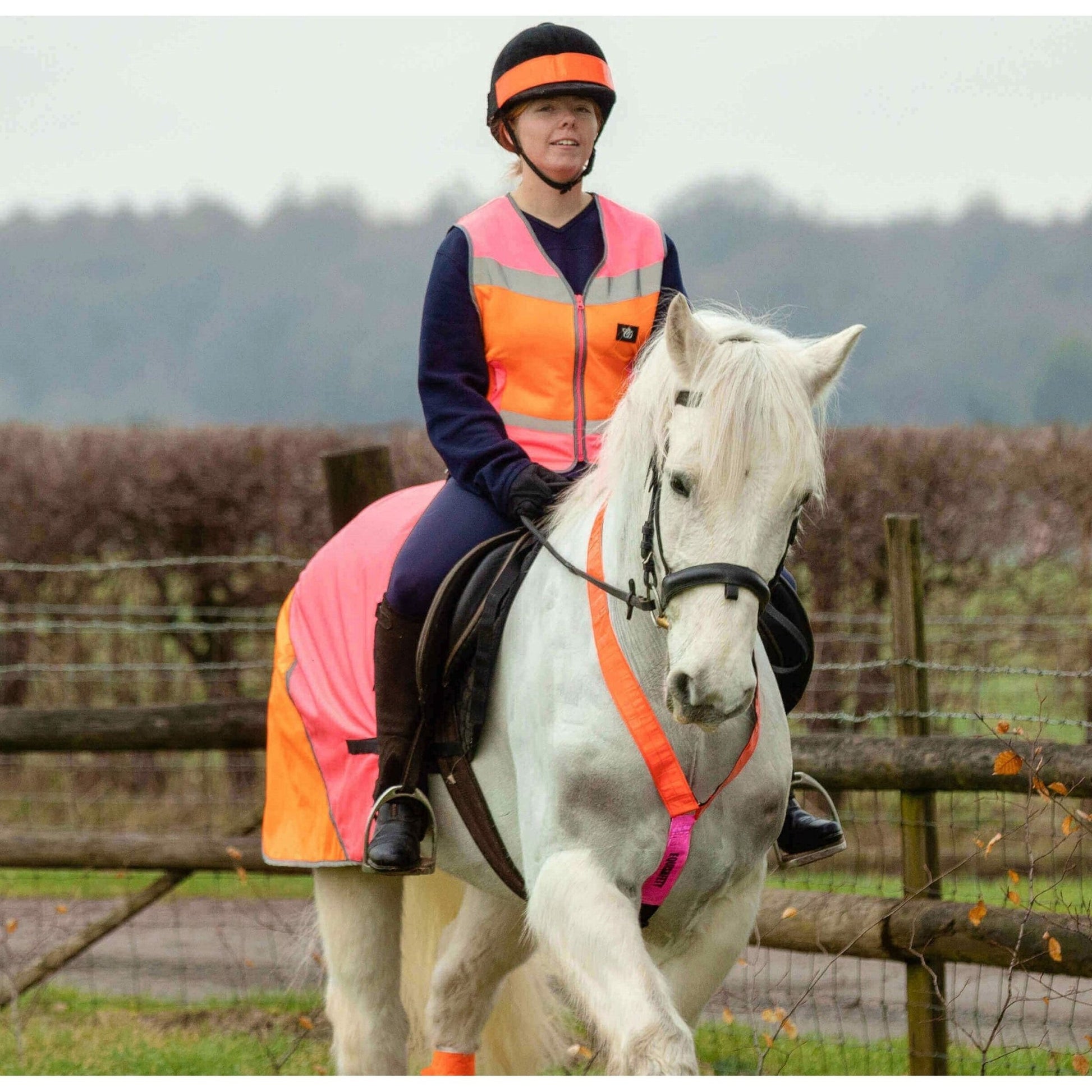 Equisafety Multi Coloured Hi Vis Neck Band - Pink/Orange - Equisafety