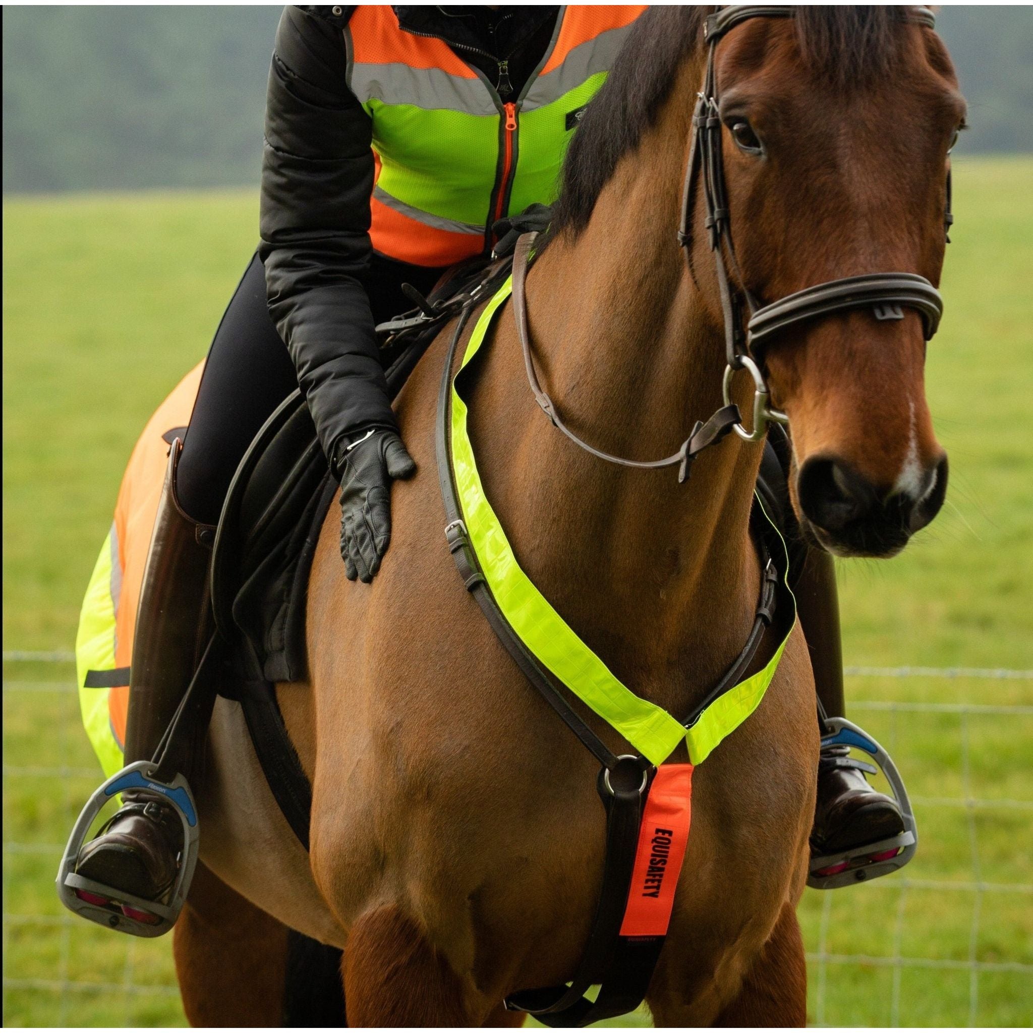 Equisafety Multi Coloured Hi Vis Neck Band - Yellow/Orange - Equisafety