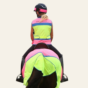 Equisafety Multi Coloured Mesh Fly Sheet. Pink/Yellow - Equisafety