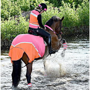 Equisafety multi coloured hi vis neck band pink orange