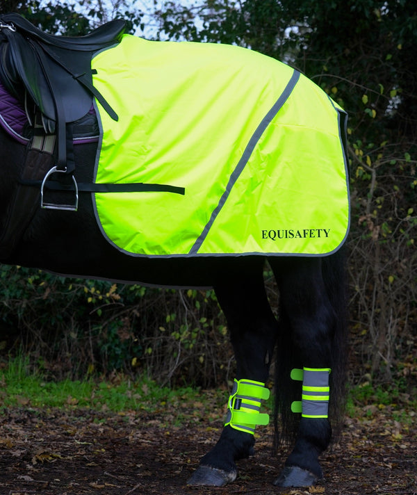 Equisafety Multi Coloured Waterproof Hi Viz Horse Sheet - Pink/yellow - Equisafety