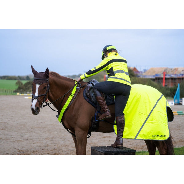 Equisafety Multi Coloured Waterproof Hi Viz Horse Sheet - Yellow / Orange - Equisafety