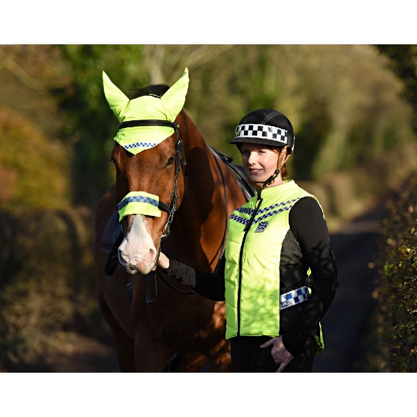 Equisafety POLITE Hi Vis Hat Band - BLACK Chequer Tape - Equisafety