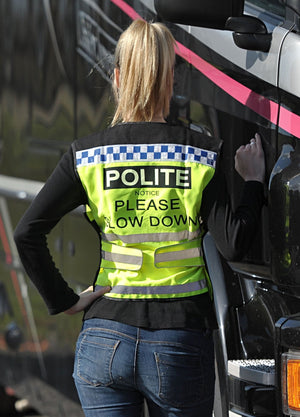 Equisafety POLITE Horse Waistcoat - Please Slow Down - Equisafety