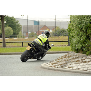 Equisafety POLITE Think Bike Hi Vis Waistcoat BLUE CHECKERED TAPE - Equisafety