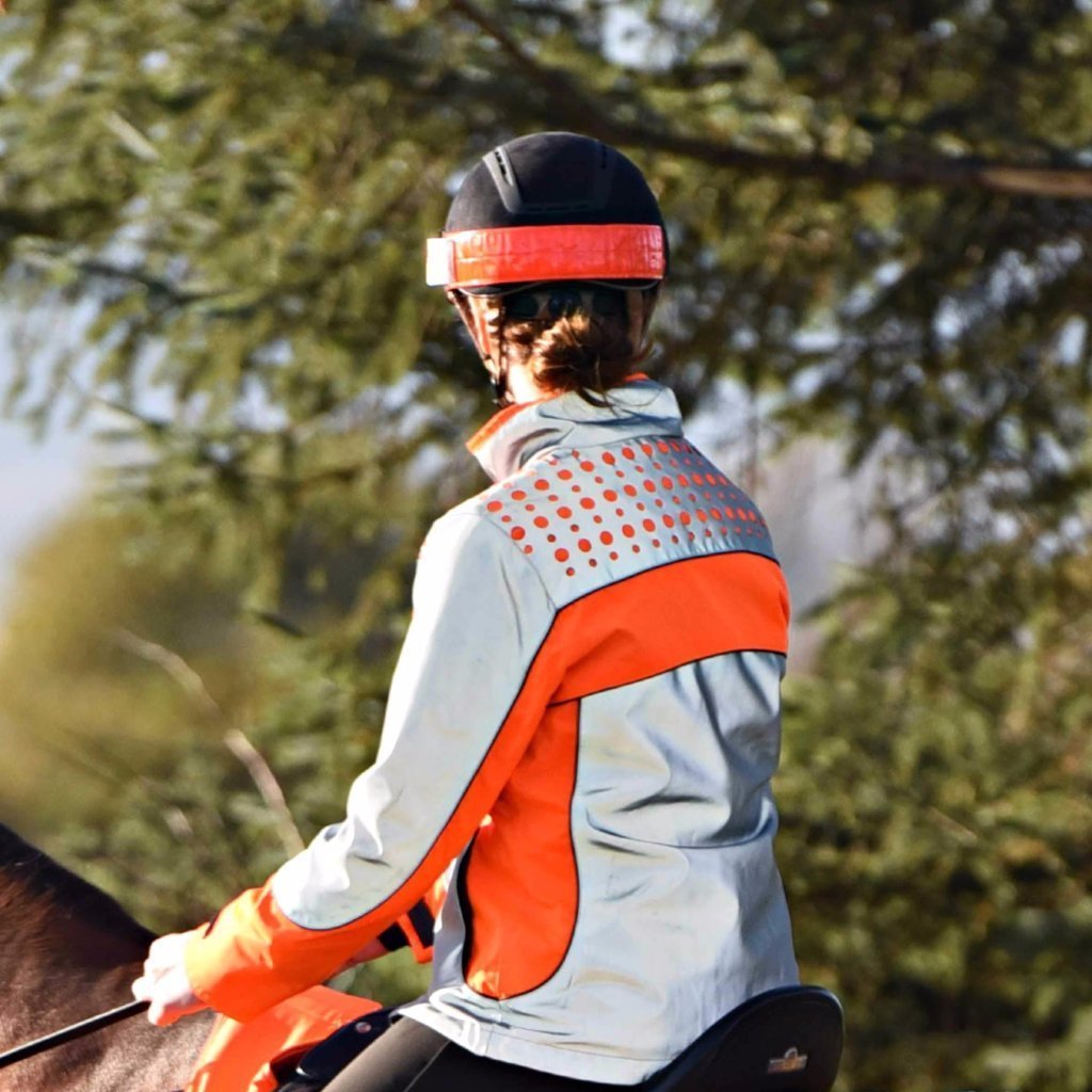 Equisafety Reflective Hi Viz Riding Hat Band - Red - Orange - Equisafety