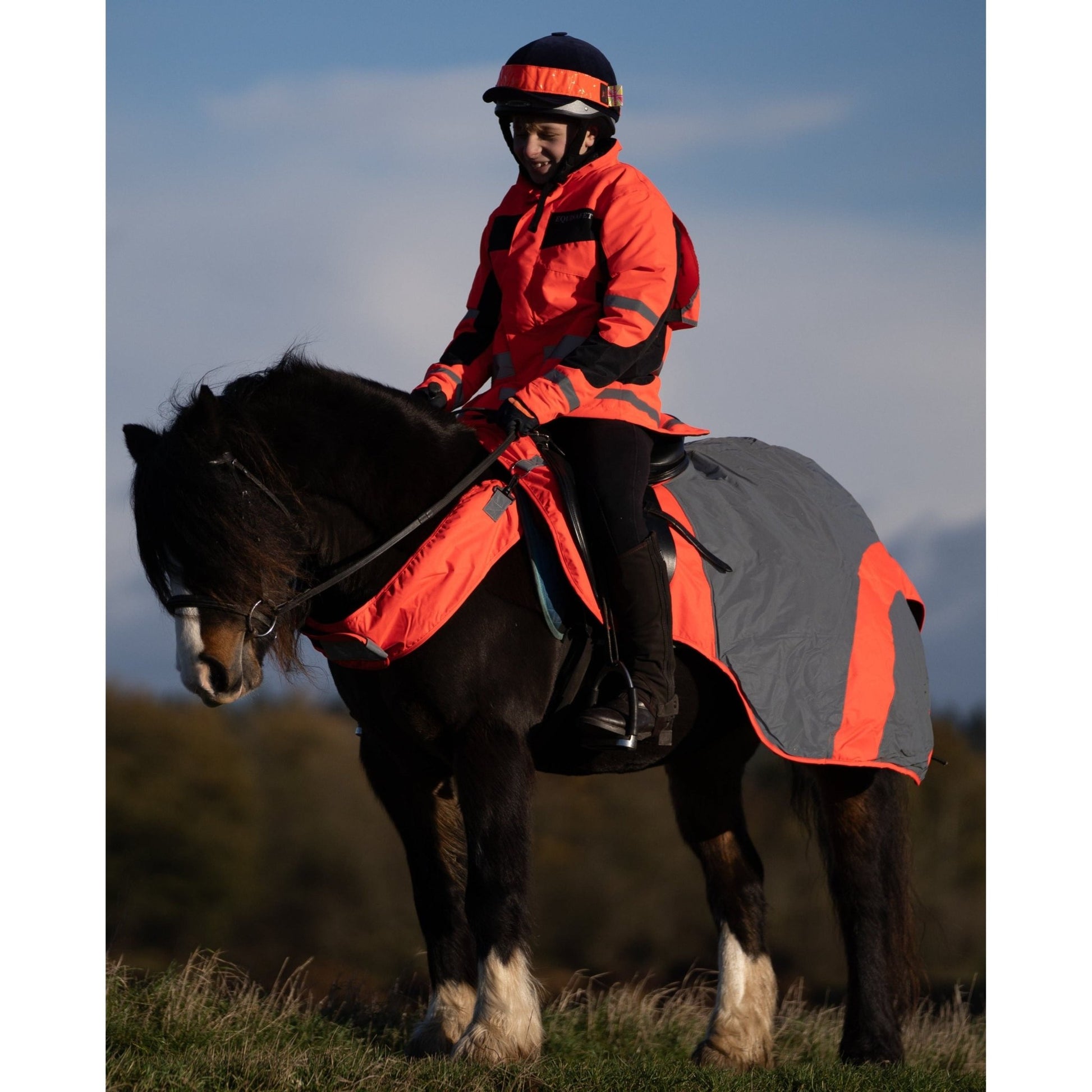 Equisafety Reflective Mercury Horse Exercise Rug - Red/Orange - Equisafety