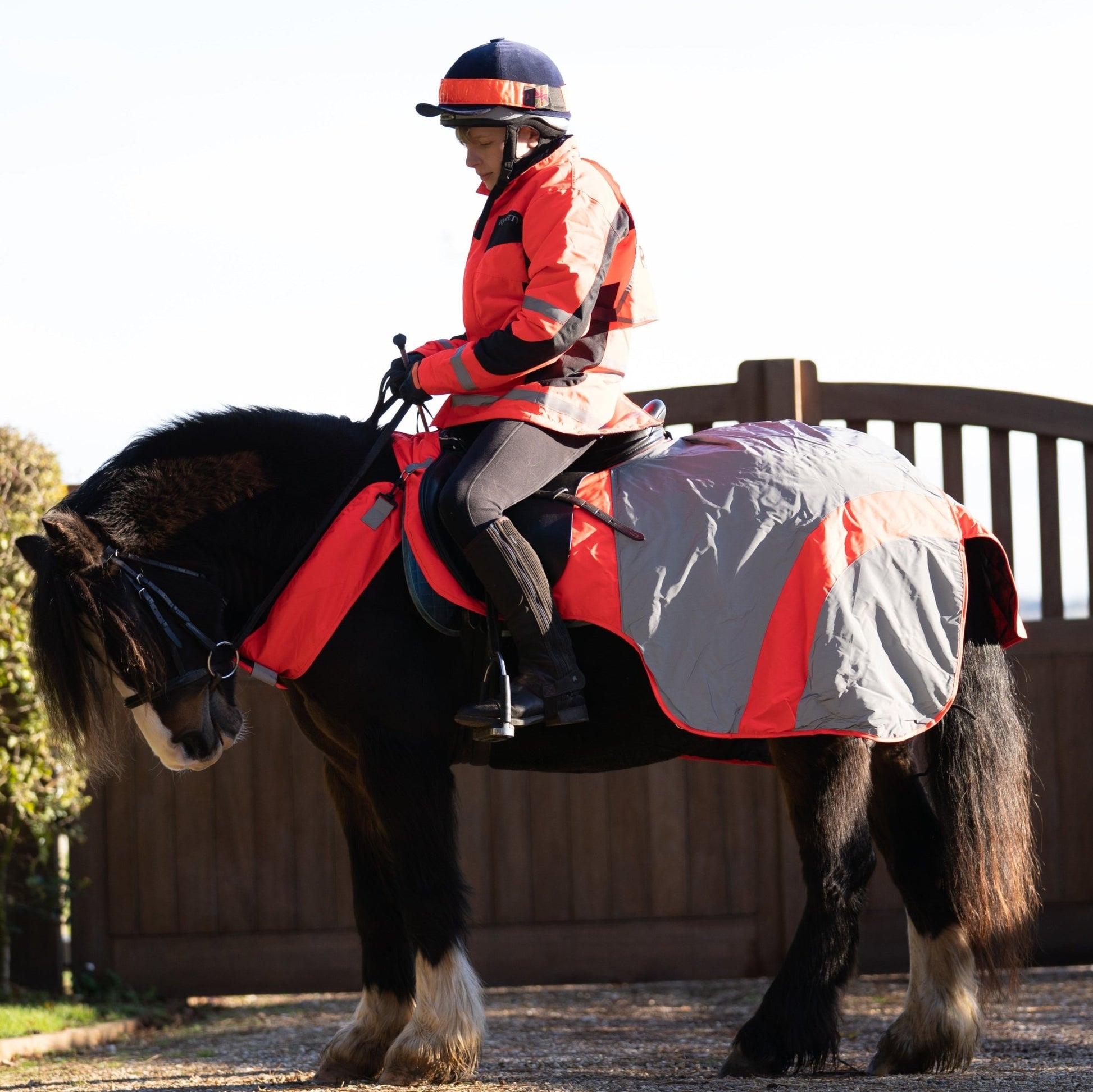 Equisafety Reflective Mercury Horse Exercise Rug - Red/Orange - Equisafety