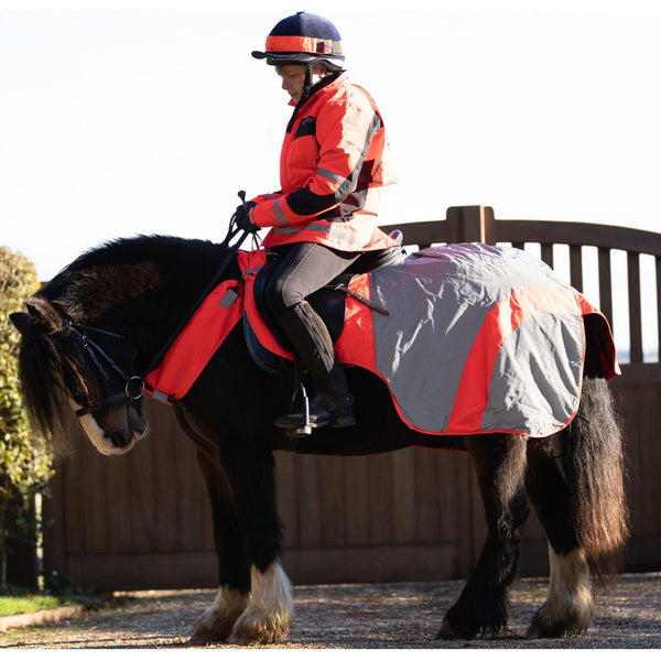 Equisafety Reflective Mercury Horse Exercise Rug - Red/Orange - Equisafety