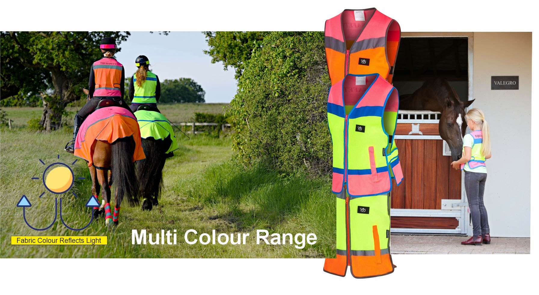 Equisafety Reflective Multi Colour Hi Vis Child Waistcoat Pink / Yellow - Equisafety
