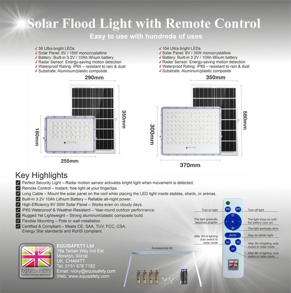 Equisafety Solar Flood Light - 104 LEDs - Available from early December - Equisafety