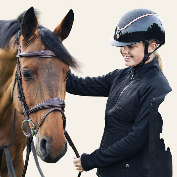 EQX Kylo Sparkly Riding Hat - Black Gloss/Rose - Equisafety