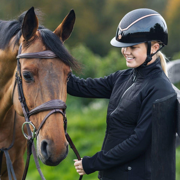 EQX Kylo Sparkly Riding Hat - Black Gloss/Rose - Equisafety