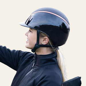 EQX Kylo Sparkly Riding Hat - Black Gloss/Rose - Equisafety