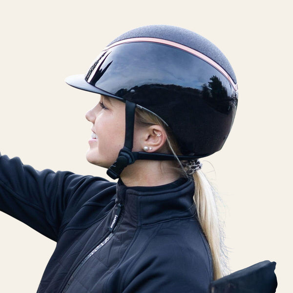 EQX Kylo Sparkly Riding Hat - Black Gloss/Rose - Equisafety