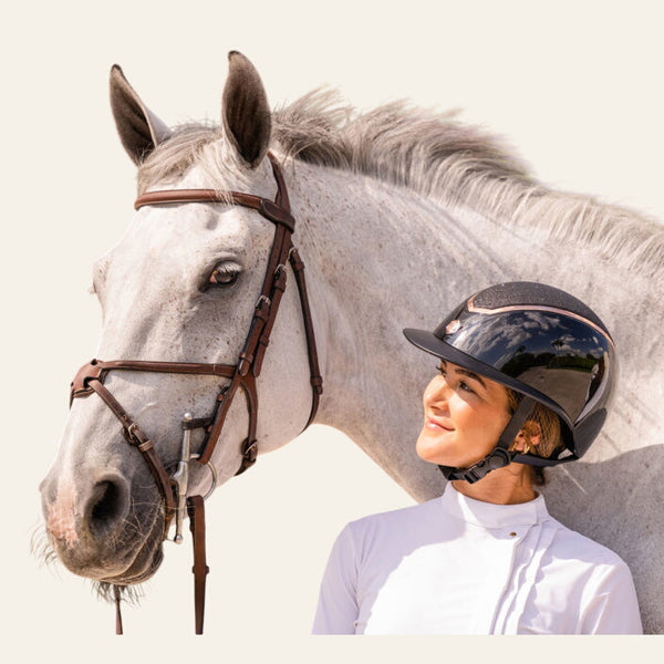 EQX Kylo Sparkly Riding Hat - Black Gloss/Rose - Equisafety