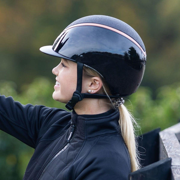 EQX Kylo Sparkly Riding Hat - Black Gloss/Rose