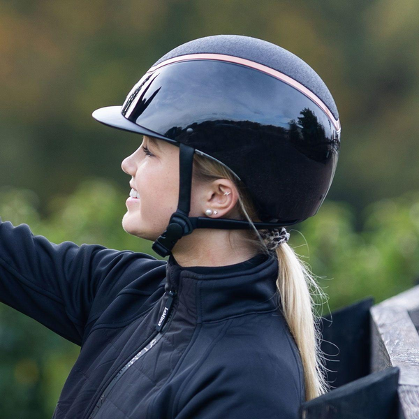 EQX Kylo Sparkly Riding Hat - Black Gloss/Rose