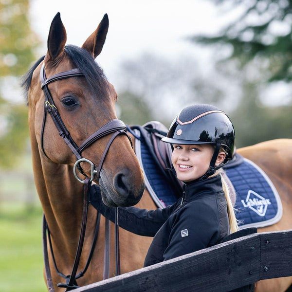 EQX Kylo Sparkly Riding Hat - Black Gloss/Rose