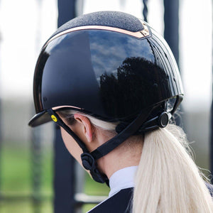 EQX Kylo Sparkly Riding Hat - Black Gloss/Rose