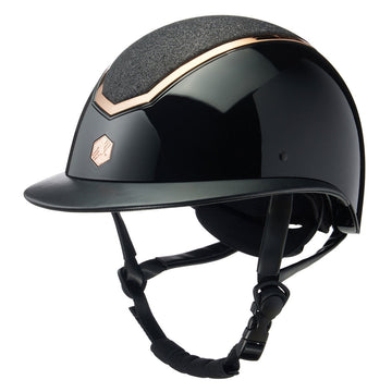 EQX Kylo Sparkly Riding Hat - Black Gloss/Rose