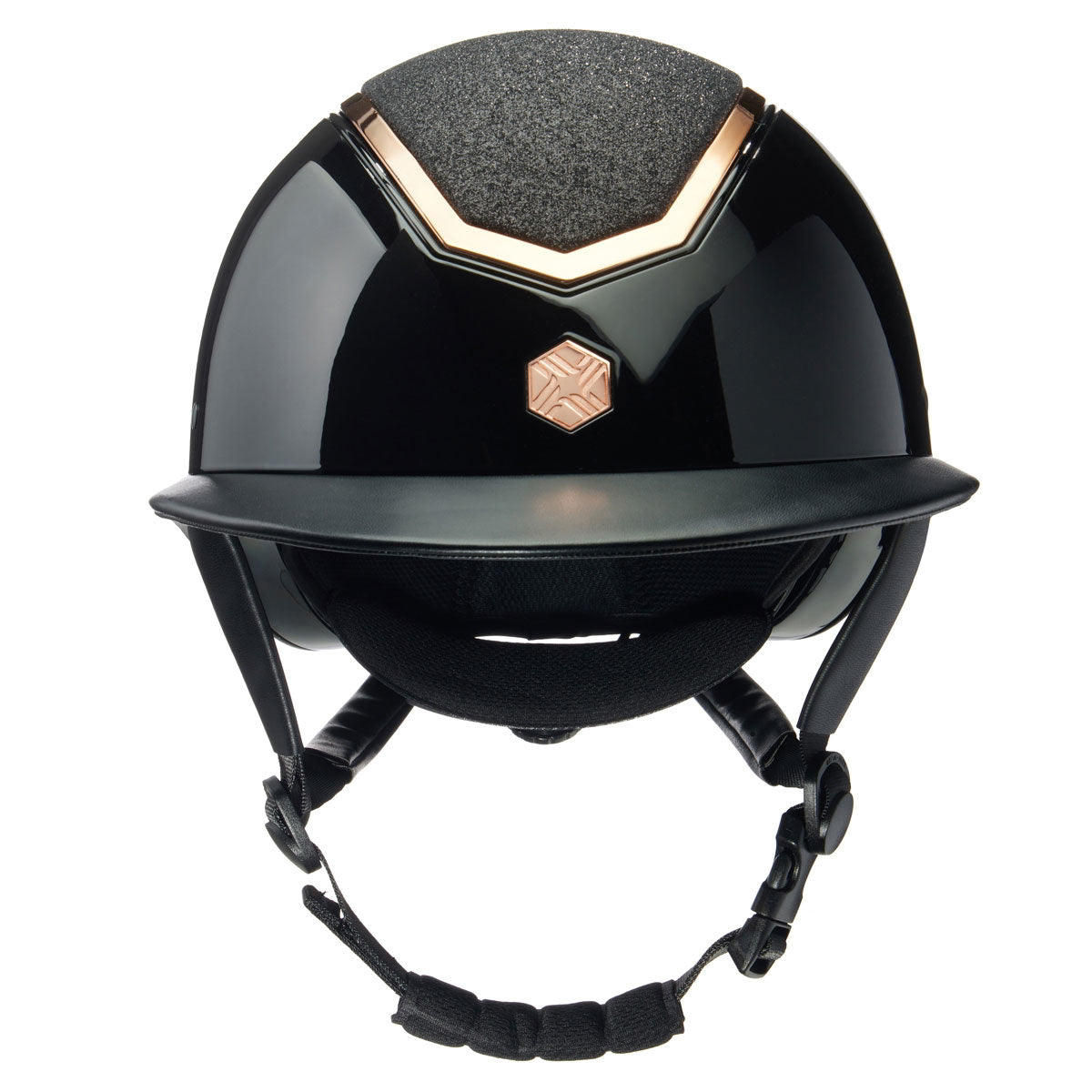 EQX Kylo Sparkly Riding Hat - Black Gloss/Rose
