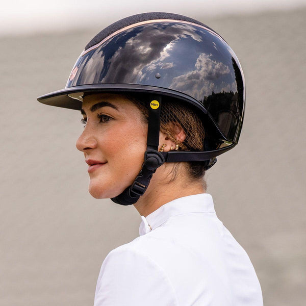 EQX Kylo Sparkly Riding Hat - Black Gloss/Rose