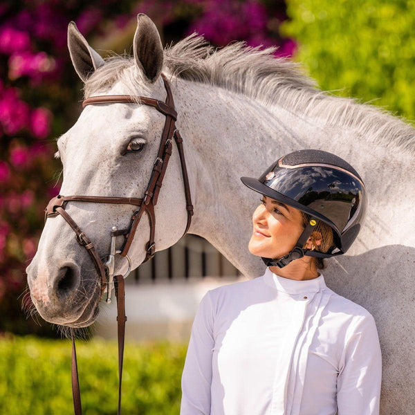 EQX Kylo Sparkly Riding Hat - Black Gloss/Rose
