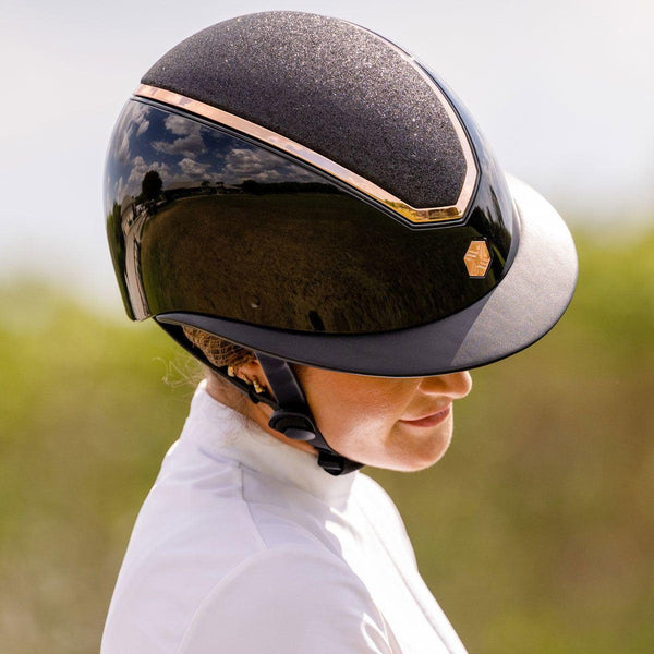 EQX Kylo Sparkly Riding Hat - Black Gloss/Rose