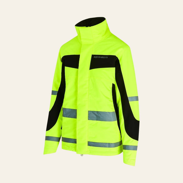 Equisafety hi vis winter equestrian riding jacket hi vis red