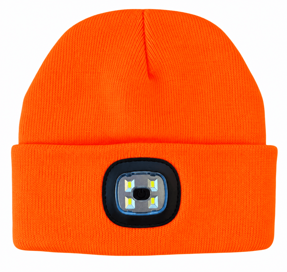 Hi Vis Yellow LED Soft Knitted Beanie Hat - Equisafety