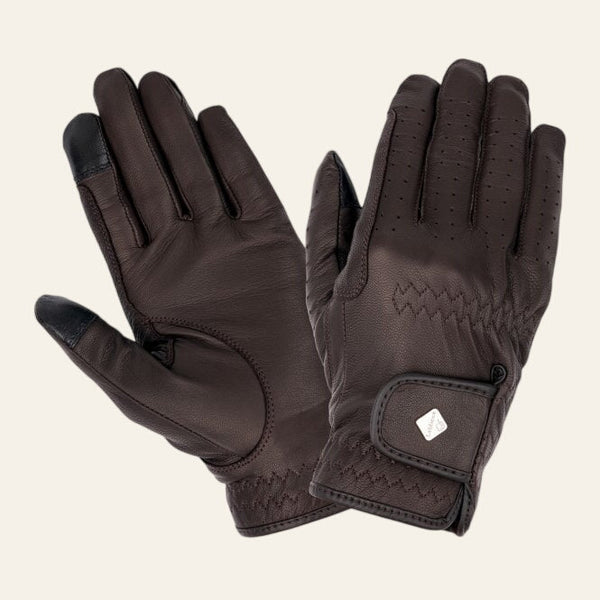 LeMieux Pro Touch Classic Leather Riding Gloves - Medium - brown only - Equisafety