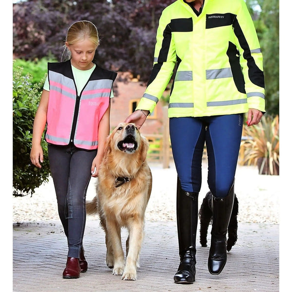 Equisafety multi colour hi vis waistcoat pink yellow