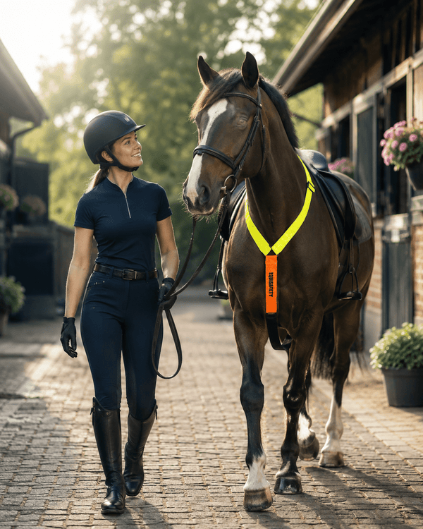Equisafety multi coloured reflective neck band hi vis yellowpink