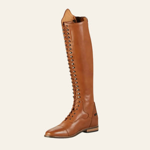 PREMEIR EQUINE Maurizia Ladies Lace Front Tall Leather Riding Boot - Cognac - In stock 8th OF APRIL - Equisafety